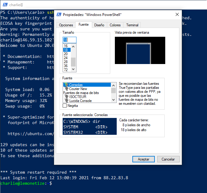 ssh con powershell
